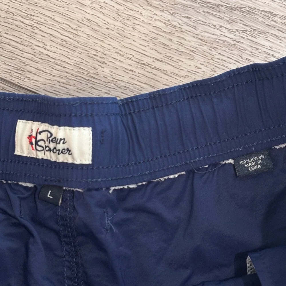 Rein Spooner Swim Trunks Mens L Blue Nylon Drawstring Board Shorts Beachwear